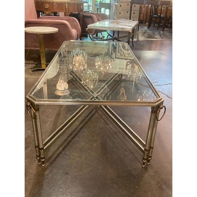 Silver French Jansen Manner Steel Coffee Table For Sale - Image 8 of 8