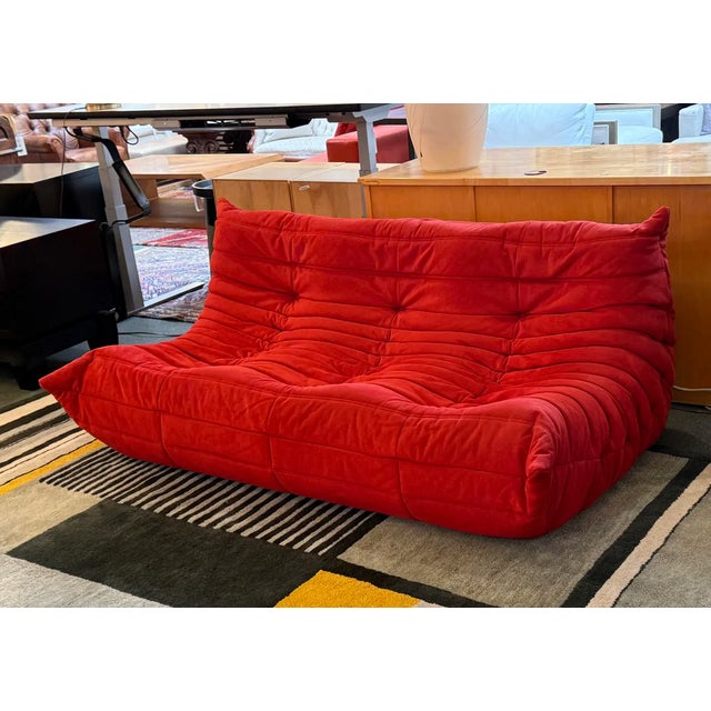 2010s Michel Ducaroy for Ligne Roset Toga Sectional in Alcantara Goya Red, Set of 3 For Sale - Image 5 of 13