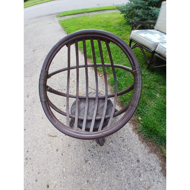 Chocolate Vintage 1970s 4 Pc Bamboo Patio Set For Sale - Image 8 of 8