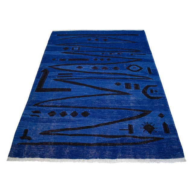 Textile Paul Klee - Heroic Strokes of the Bow - Inspired Silk Hand Woven Area Rug - Wall Rug 4′3″ × 6′1″ For Sale - Image 7 of 17