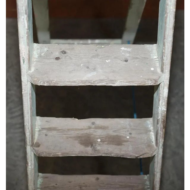 Wood Aqua Green Paint Pitch Pine Decorators Ladder from GRDC, 1920s For Sale - Image 7 of 16
