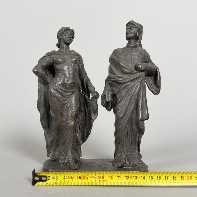 Antique Bronze of Dante Alighieri and Beatrice, 19th Century For Sale - Image 9 of 12