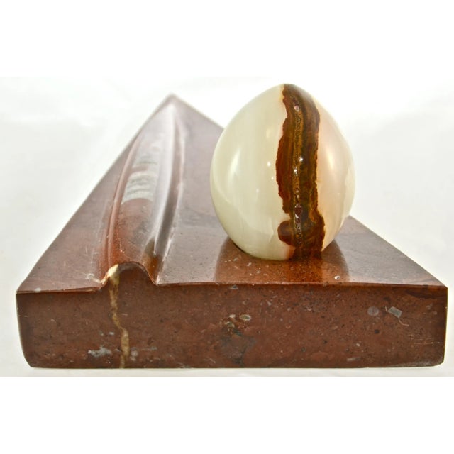Mid-Century Modern Carved Fossil Stone Wedge & Egg For Sale - Image 3 of 6