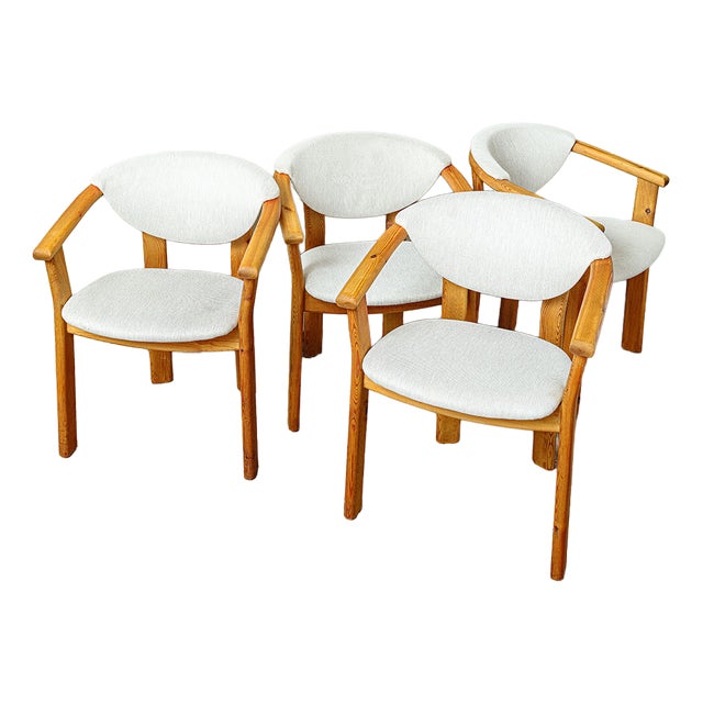 Vintage Dining Chairs in Pine, 1980s, Set of 4 For Sale