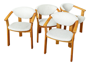 Vintage Dining Chairs in Pine, 1980s, Set of 4