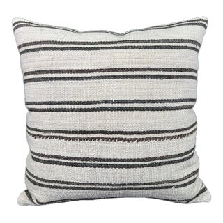 Turkish Hemp Pillow Cushion Natural Beige Dark Brown Pillow Cushion Cover 24"x24" For Sale