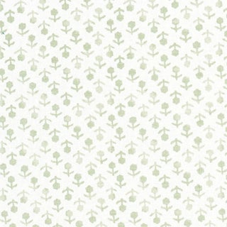 Schumacher Beatriz Handprint Fabric In Sage For Sale