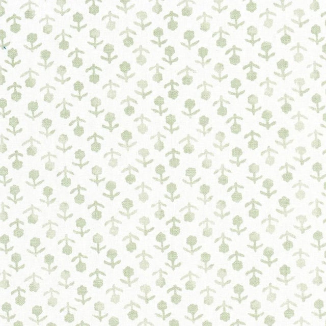 Schumacher Beatriz Handprint Fabric In Sage For Sale