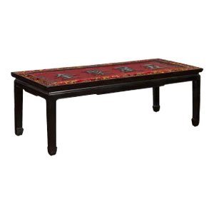 Antique Chinese Shop Sign with Calligraphy Made into a Black Coffee Table