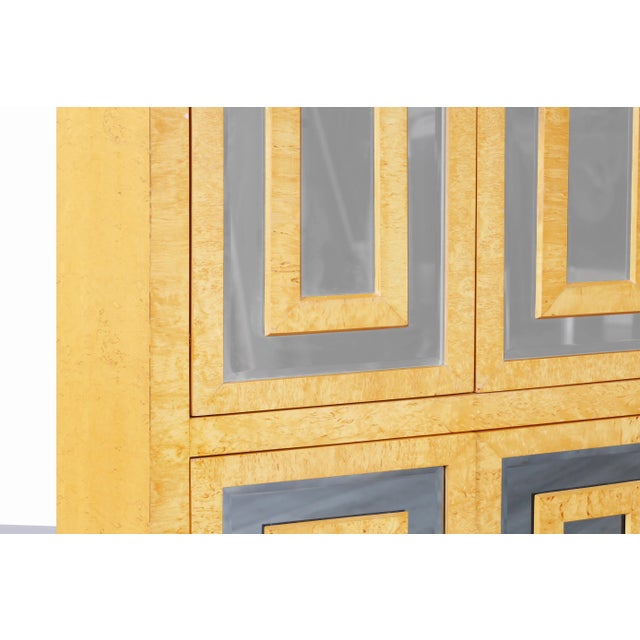 1970s Vintage Burl Wood and Mirrored Armoire by Romweber For Sale - Image 9 of 13