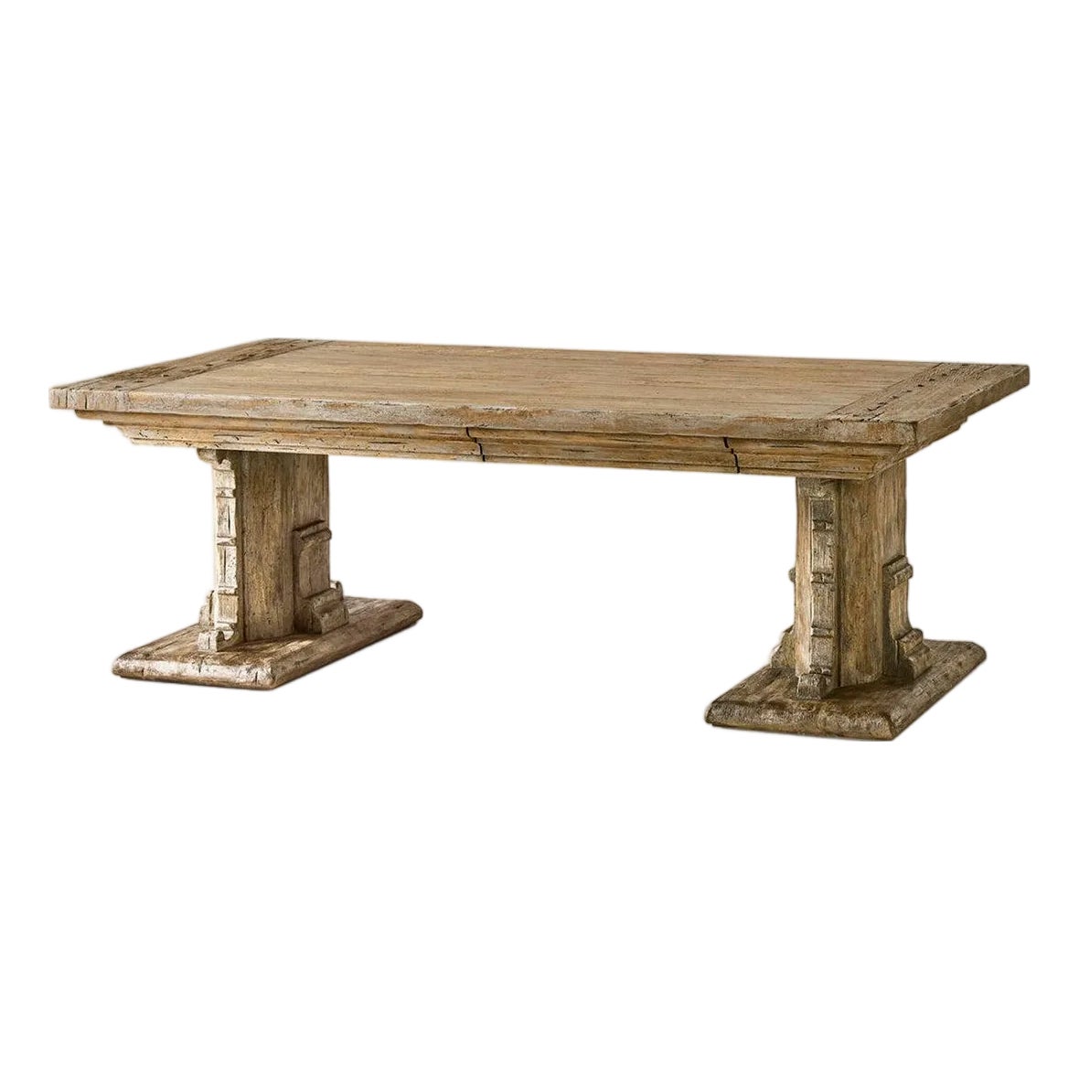 Rustic Farmhouse Trestle Wood Coffee Table | Chairish