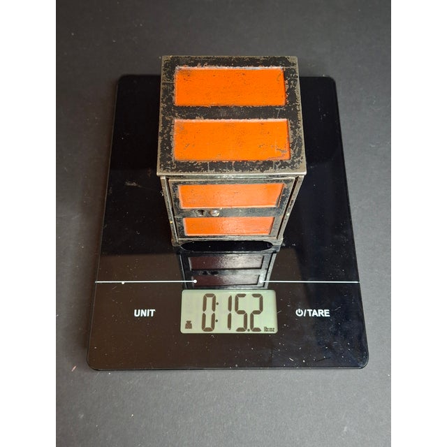 Antique 1880s Cast Iron Two Panel Door Safe Bank Orange Black Peirce Collection For Sale - Image 10 of 10