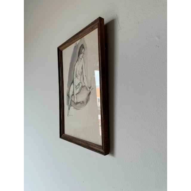 Marcel Julien Baron (France, 1872-1956) Sitting Nude Woman, Ink Drawing, Framed For Sale - Image 4 of 10