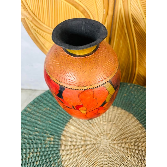 Boho Chic Art Pottery Vase, Signed For Sale - Image 3 of 9