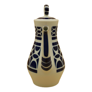 Mid 20th Century Sargadelos O Castro Sculptural Coffee or Tea Pot, Cobalt Blue Geometric Porcelain, Mid-Century, Spain