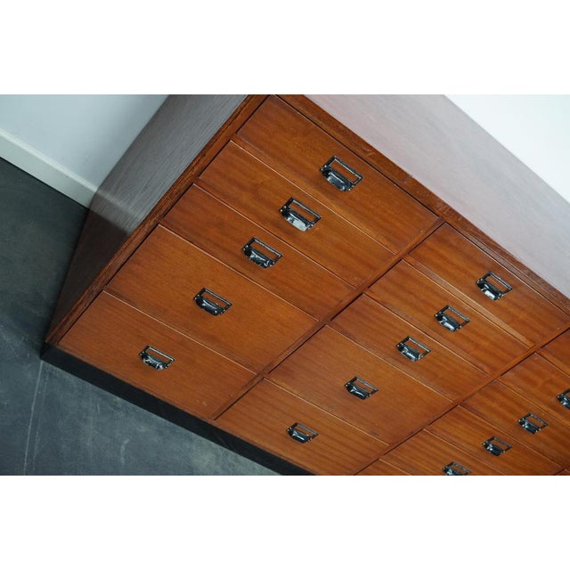 Wood Mid-20th Century Dutch Industrial Mahogany Apothecary Cabinet For Sale - Image 7 of 18