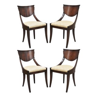 Late 20th Century Attributed to Pietro Constantini Italian Regency Mahogany Klismos Dining Chairs - Set of 4 For Sale