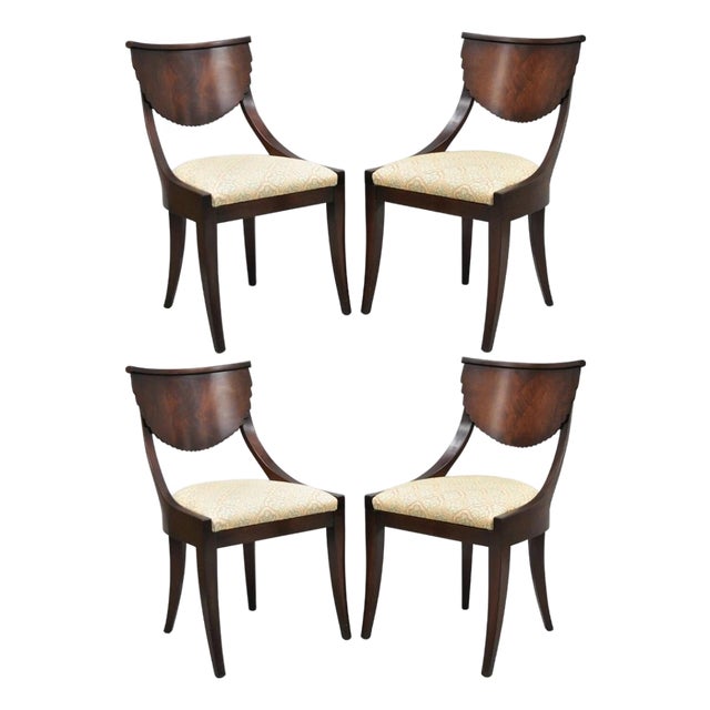 Late 20th Century Attributed to Pietro Constantini Italian Regency Mahogany Klismos Dining Chairs - Set of 4 For Sale