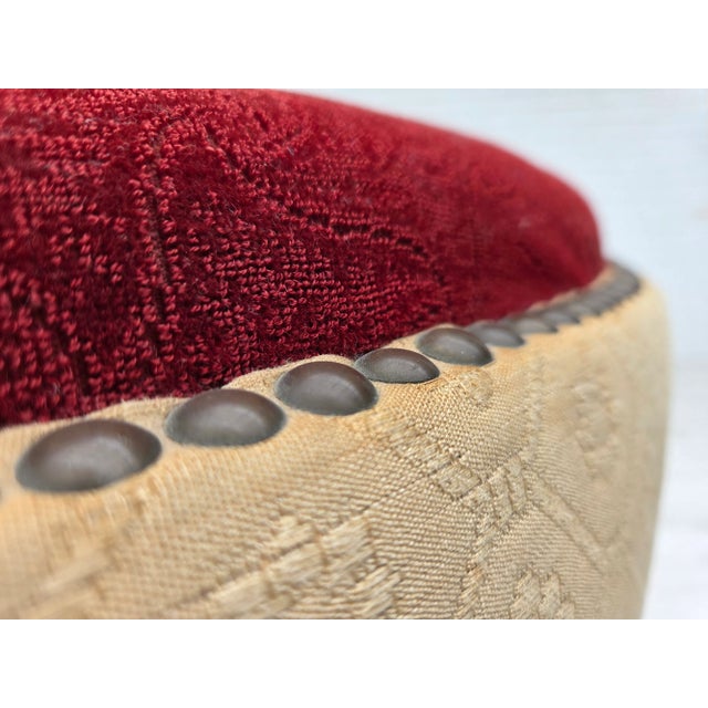 Danish Curved 2-Seater Sofa in Red and Beige Wool, 1960s For Sale - Image 16 of 18