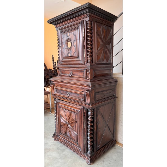 About the Item An exquisite Dutch cushion cabinet with two doors and two drawer. This cupboard takes its name from the...