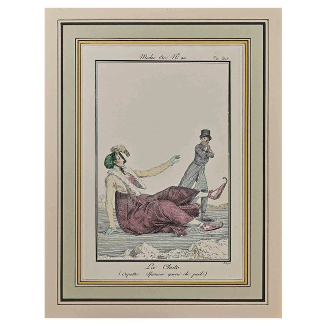 Philibert-Louis Debucourt, La Chute, Original Etching, 1797 For Sale