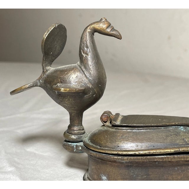 Antique 19th Century Indian Bronze Kumkum Tikka Figural Pigment Powder Box Jar For Sale - Image 9 of 10