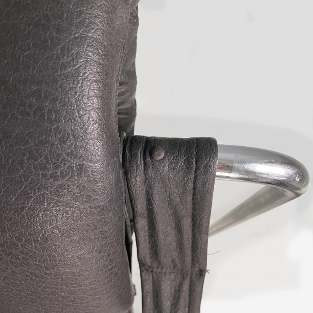 Black Space Age Italian Leather Armchair by Costantino Corsini and Giorgio Wiskemann for Cinova, 1970s For Sale - Image 8 of 14