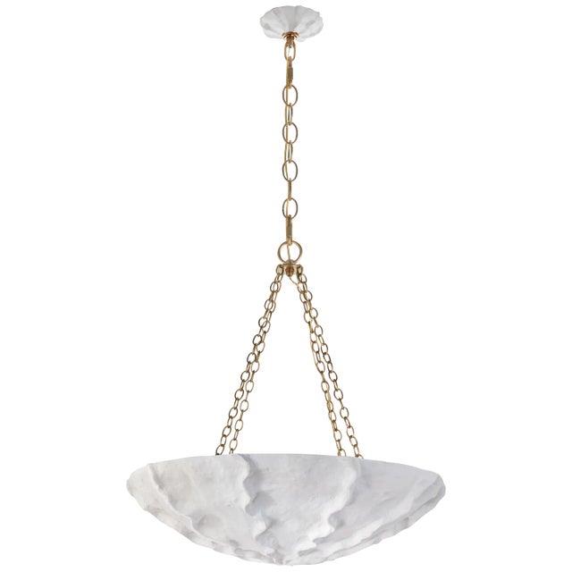 AERIN for Visual Comfort Signature Benit Medium Sculpted Chandelier in Plaster White & Gild For Sale