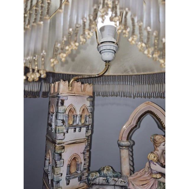 1980s Gianni Lorenzon Italian Porcelain Figural Lamp & Designer Shade For Sale - Image 4 of 14