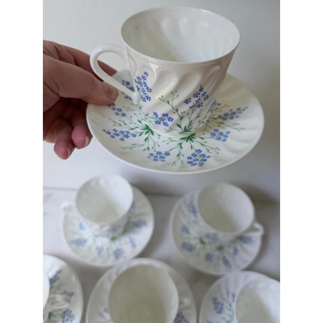 Contemporary 1990s Lomonosov Bone China Porcelain LFZ Coffee Tea Cup Saucer Set of 6 For Sale - Image 3 of 13
