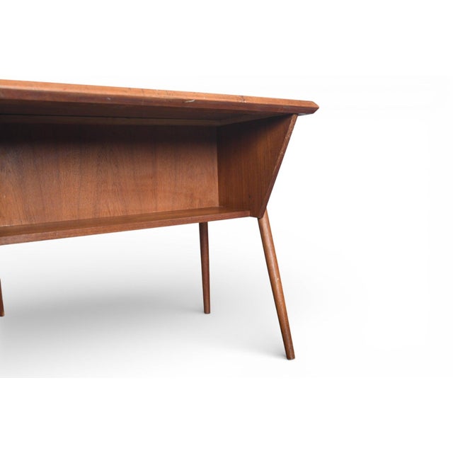 Mid 20th Century Atomic Danish Modern Teak Desk Attributed to Tibergaard For Sale - Image 4 of 13