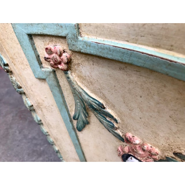 Venetian or Italian Pastel Painted and Carved in Relief Commode For Sale - Image 10 of 13