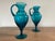 Empoli Mid-Century Blue Empoli Glass Ewers - a Pair For Sale - Image 4 of 10