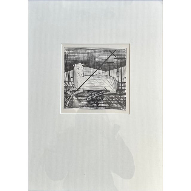 Mid-Century Modern Vintage Framed Black & White Bernard Buffet For Sale - Image 3 of 7