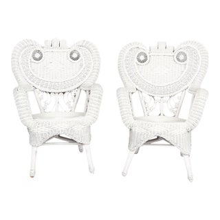 Heywood Wakefield Wicker Armchairs, a Pair For Sale