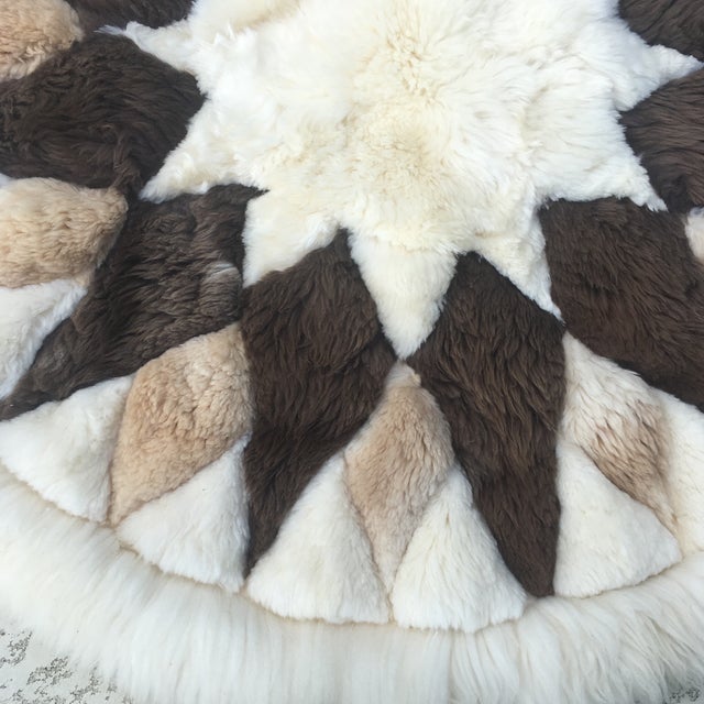 Vintage Round Peruvian Alpaca Wool Rug 4′ × 4′ Chairish