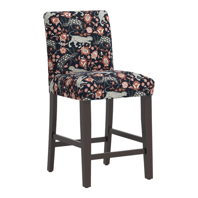 Chelsea Counter Stool in Coral Navy Leopard For Sale