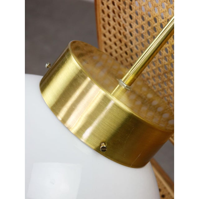 Mid-Century Italian Opaline and Brass Globe Pendant Lamp For Sale - Image 16 of 18