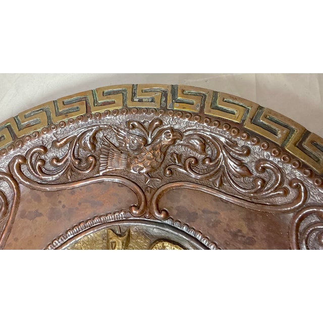 Metal Antique 19th Century Handmade Thick Copper Brass Relief Wall Plaque Plate For Sale - Image 7 of 9