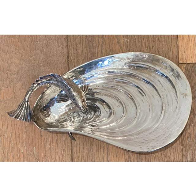 Vintage Metal Serving Plate For Sale - Image 9 of 10