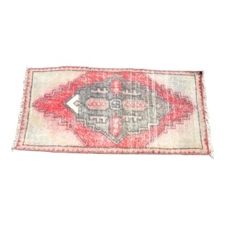 1960s Vintage Faded Red Boho Chic Rug For Sale
