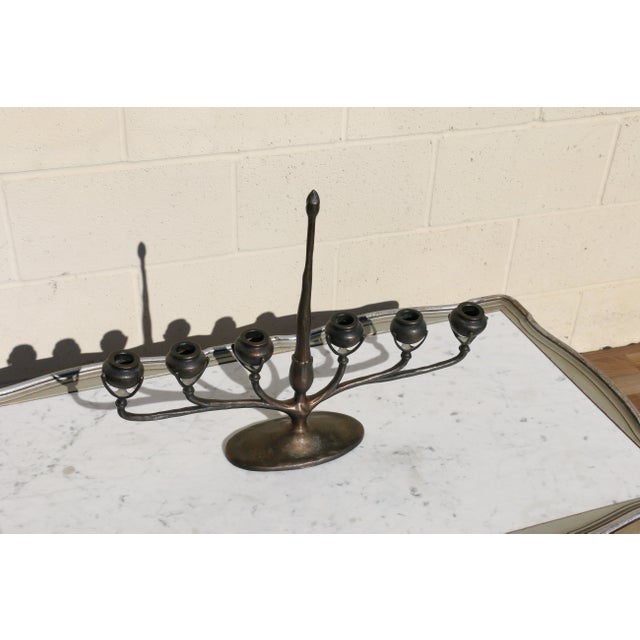 Tiffany Studios New York Art Nouveau Bronze Six-Light Candelabra, Circa 1910s For Sale In Los Angeles - Image 6 of 18