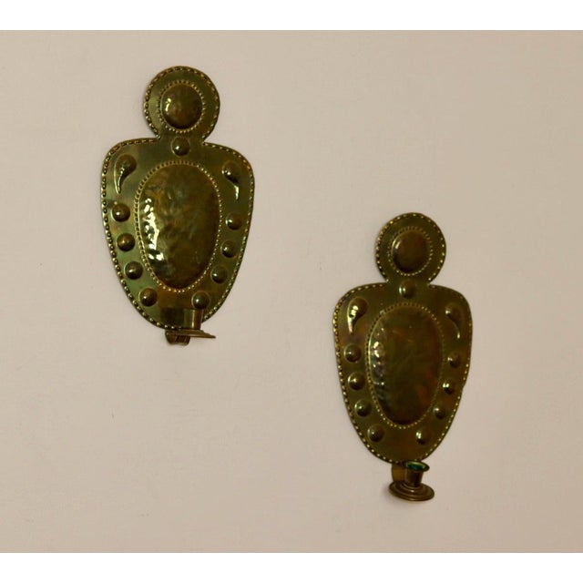 Metal Mid-Century Baroque Brass Swedish Sconces, Set of 2 For Sale - Image 7 of 7