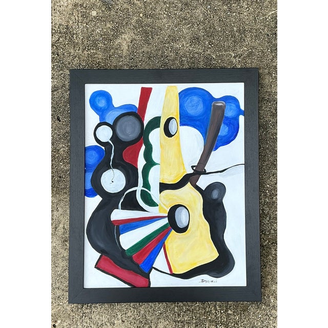 Early 21st Century Vintage Abstract Painting on Canvas For Sale - Image 5 of 12