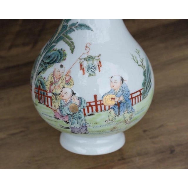 Chinese Famille Rose Figural Porcelain Vase, 1950s For Sale - Image 16 of 18