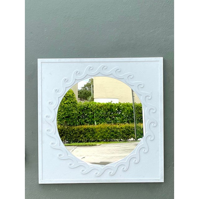 Vintage Wave Design Aluminum Mirror For Sale - Image 9 of 12