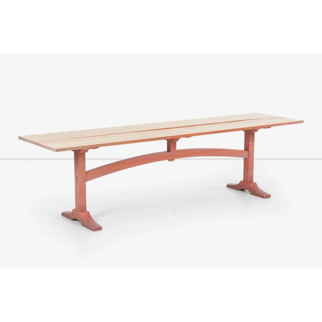 California Craft Nine Foot Hand Crafted Free-Edge Trestle Table For Sale - Image 4 of 13