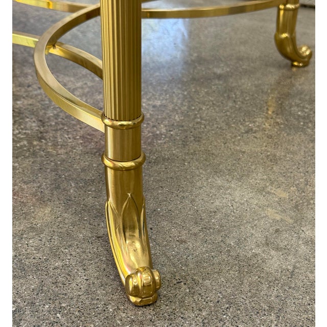 Metal La Barge Brass Coffee Table With Scallop Glass Top - Made in Italy For Sale - Image 7 of 8