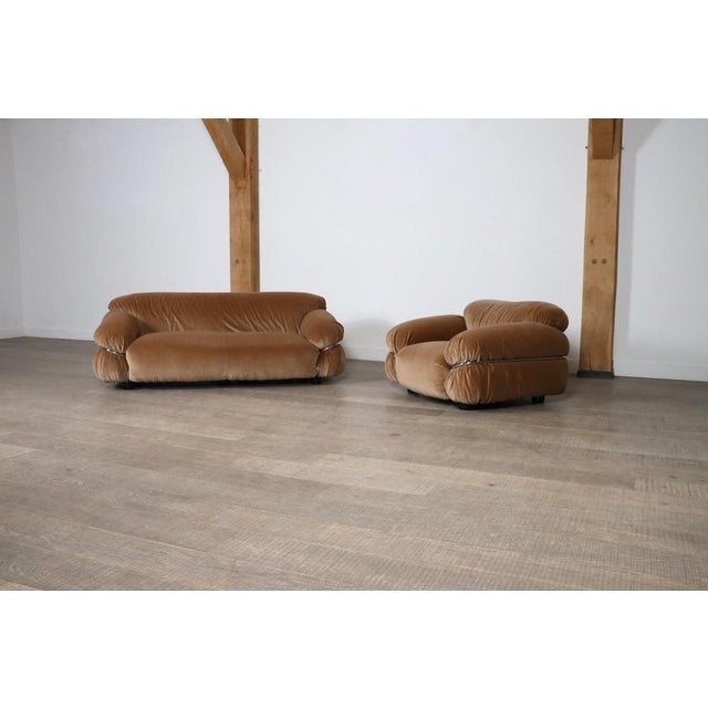 Velvet Sesann Two Seater Sofa by Gianfranco Frattini for Cassina, Italy, 1969 For Sale - Image 14 of 18