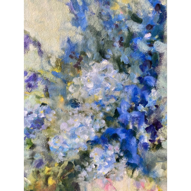 2020s "Soft Blues" Contemporary Impressionist Style Floral Still Life Oil Painting, Framed For Sale - Image 5 of 6